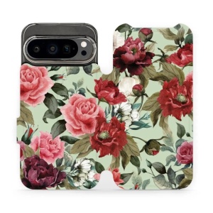 Flipové pouzdro Mobiwear - Google Pixel 9 Pro - MD06P Růže a květy na světle zelené