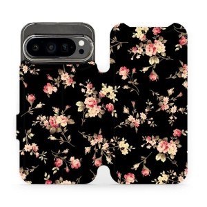 Flipové pouzdro Mobiwear - Google Pixel 9 Pro - VD02S Květy na černé