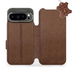 Kožené flip pouzdro Mobiwear - Google Pixel 9 Pro - Hnědé
