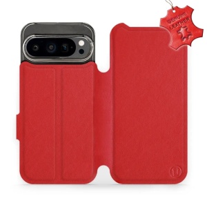 Kožené flip pouzdro Mobiwear - Google Pixel 9 Pro - Červené