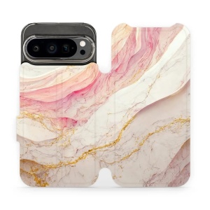 Flipové pouzdro Mobiwear - Google Pixel 9 Pro - VP32S Růžový a zlatavý mramor