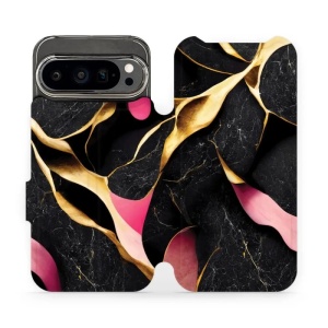 Flipové pouzdro Mobiwear - Google Pixel 9 Pro - VP35S Černý a zlatavý mramor