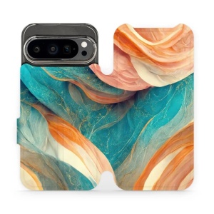 Flipové pouzdro Mobiwear - Google Pixel 9 Pro - VP36S Azurový a oranžový mramor