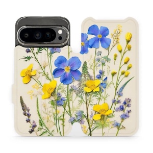 Flipové pouzdro Mobiwear - Google Pixel 9 Pro - VP41S Modré a žluté kvítky