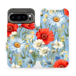 Flipové pouzdro Mobiwear - Google Pixel 9 Pro - VP44S Červené a bílé květy