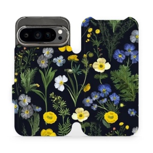 Flipové pouzdro Mobiwear - Google Pixel 9 Pro - VP47S Kvítky v černé