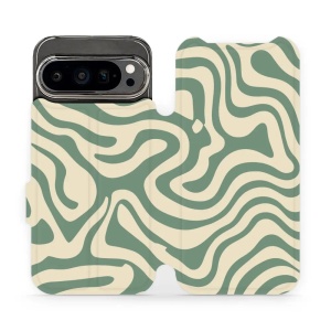 Flipové pouzdro Mobiwear - Google Pixel 9 Pro - VA57S Zelené a béžové zkrouceniny