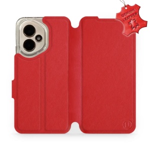 Kožené flip pouzdro Mobiwear - Honor 400 - Červené