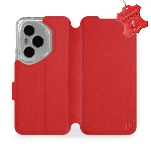 Kožené flip pouzdro Mobiwear - Honor 400 Pro - Červené