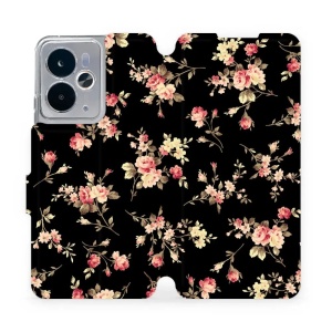 Flipové pouzdro Mobiwear - Realme 14T 5G - VD02S Květy na černé