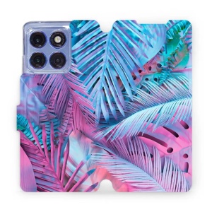 Flipové pouzdro Mobiwear - Motorola Edge 60 Pro - MG10S Fialové a modré listy