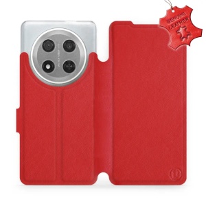 Kožené flip pouzdro Mobiwear - Honor Magic7 Lite 5G - Červené