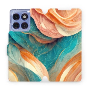 Flipové pouzdro Mobiwear - Motorola Edge 60 Pro - VP36S Azurový a oranžový mramor