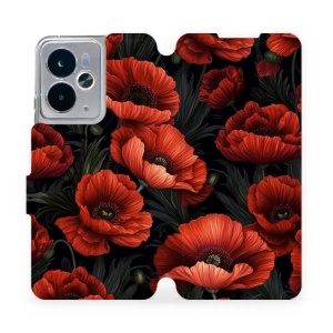 Flipové pouzdro Mobiwear - Realme 14T 5G - VP45S Temné červené květy