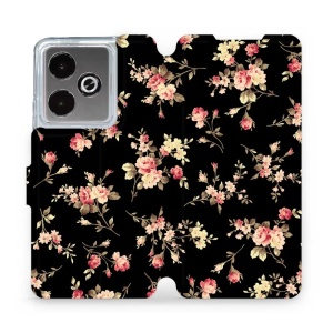 Flipové pouzdro Mobiwear - Realme GT 7 - VD02S Květy na černé