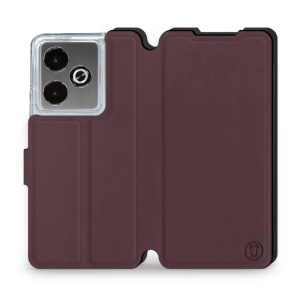Flipové pouzdro Mobiwear Semiš - Realme GT 7T - Bordové & Černé