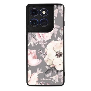 Lesklý kryt Mobiwear Glossy - Motorola Edge 60 Pro - G034G - Květy na šedém pozadí