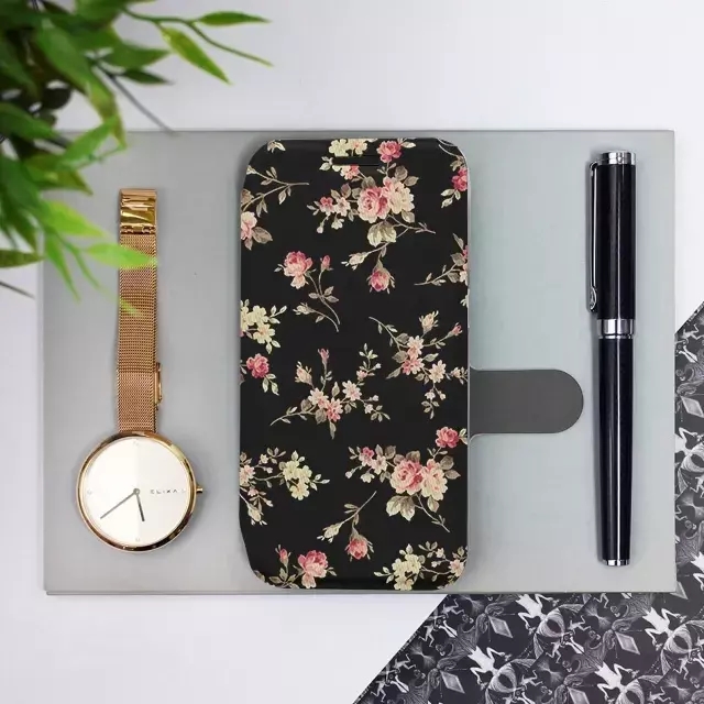 Flipové pouzdro Mobiwear - Xiaomi Redmi Note 12S - VD02S Květy na černé