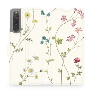 Flipové pouzdro Mobiwear - Sony Xperia 10 V - MD03S Tenké rostlinky s květy