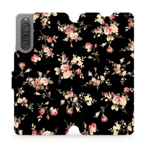 Flipové pouzdro Mobiwear - Sony Xperia 10 V - VD02S Květy na černé