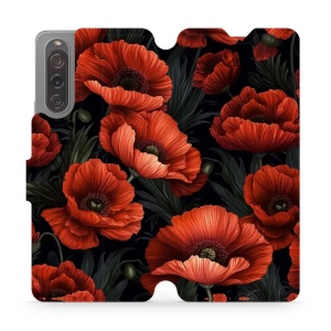 Flipové pouzdro Mobiwear - Sony Xperia 10 V - VP45S Temné červené květy