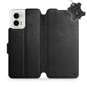 Kožené flip pouzdro Mobiwear - Motorola Moto G73 5G - Černé