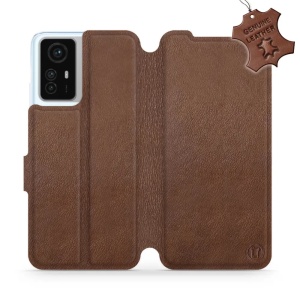 Kožené flip pouzdro Mobiwear - Xiaomi Redmi Note 12S - Hnědé