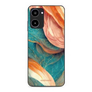 Lesklý kryt Mobiwear Glossy - Realme 10 - G025G - Azurový a oranžový mramor