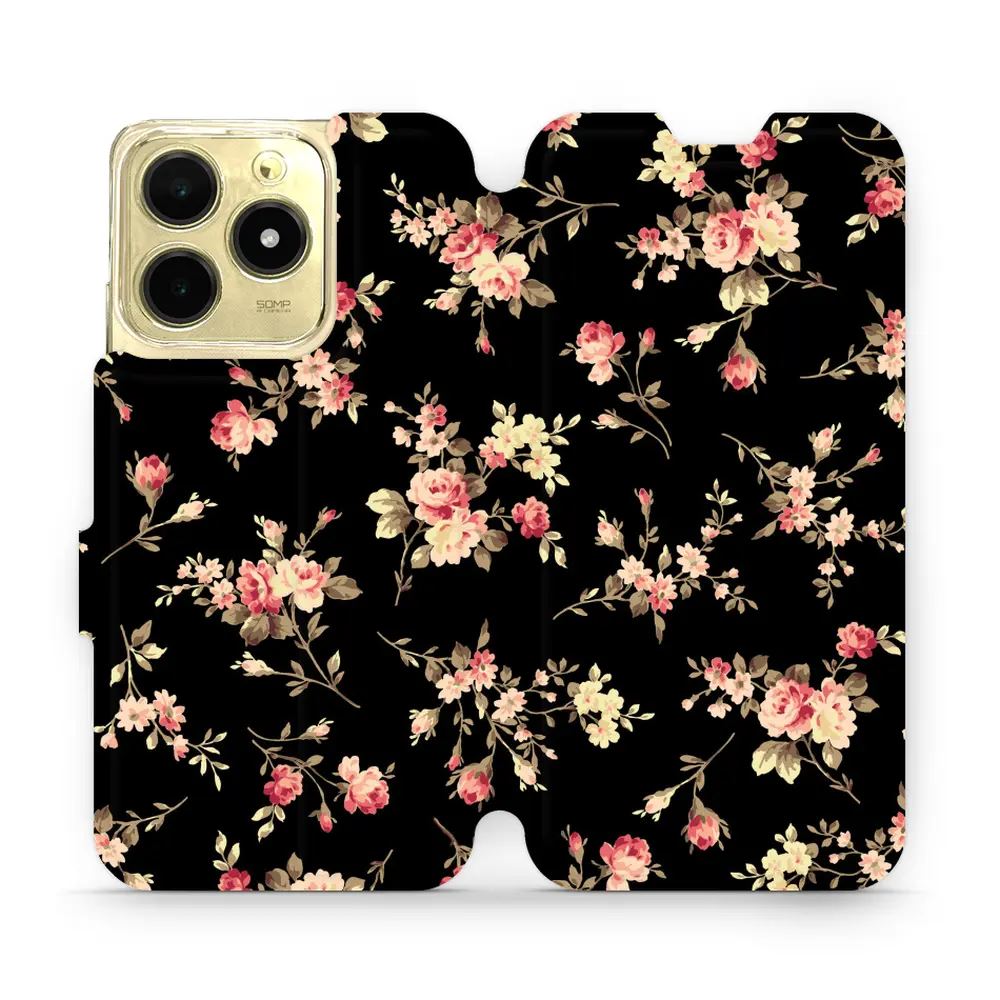 Flipové pouzdro Mobiwear - Realme C61 - VD02S Květy na černé