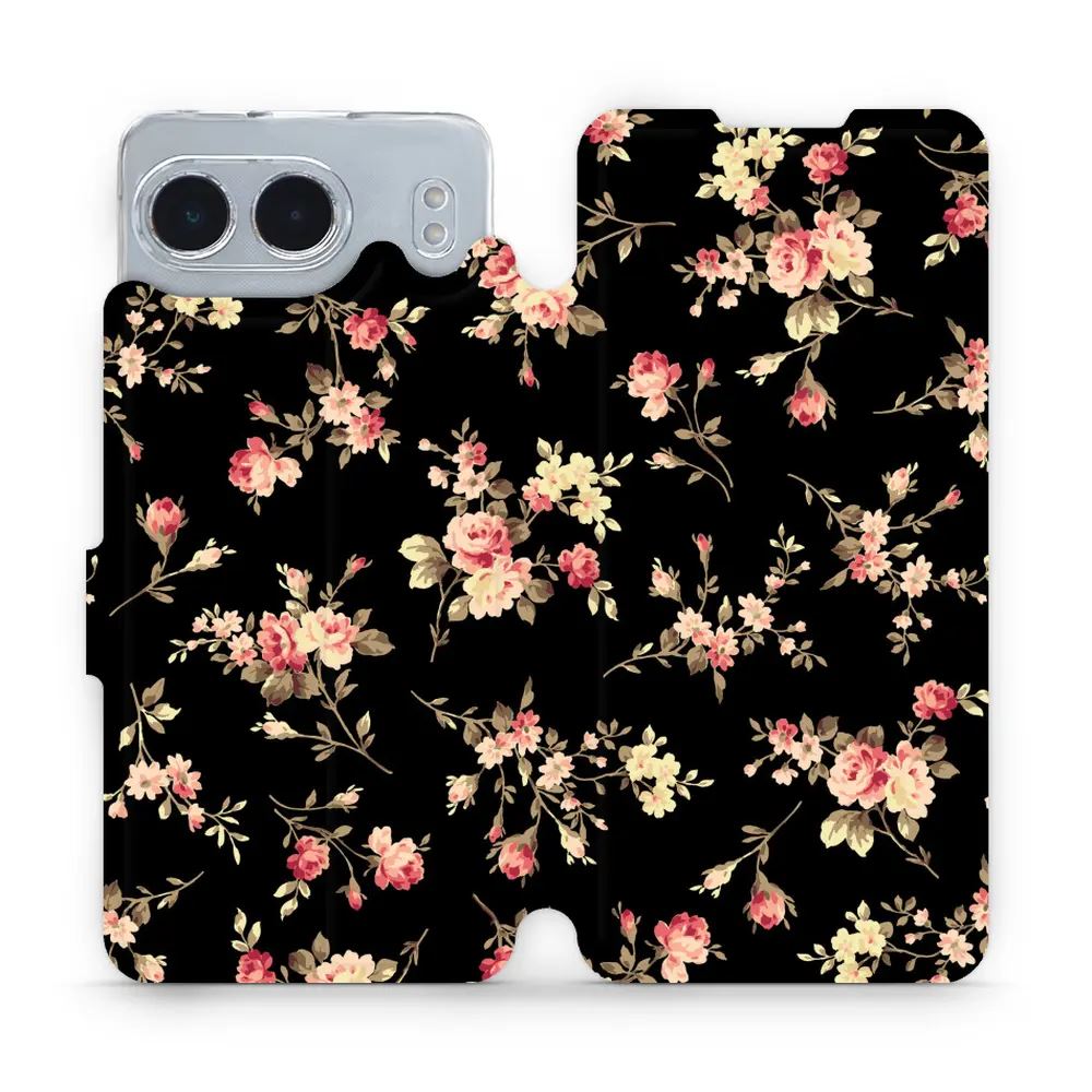 Flipové pouzdro Mobiwear - OnePlus Nord 4 5G - VD02S Květy na černé