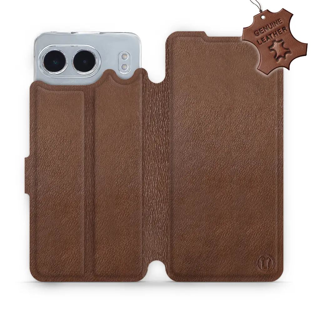 Kožené flip pouzdro Mobiwear - OnePlus Nord 4 5G - Hnědé