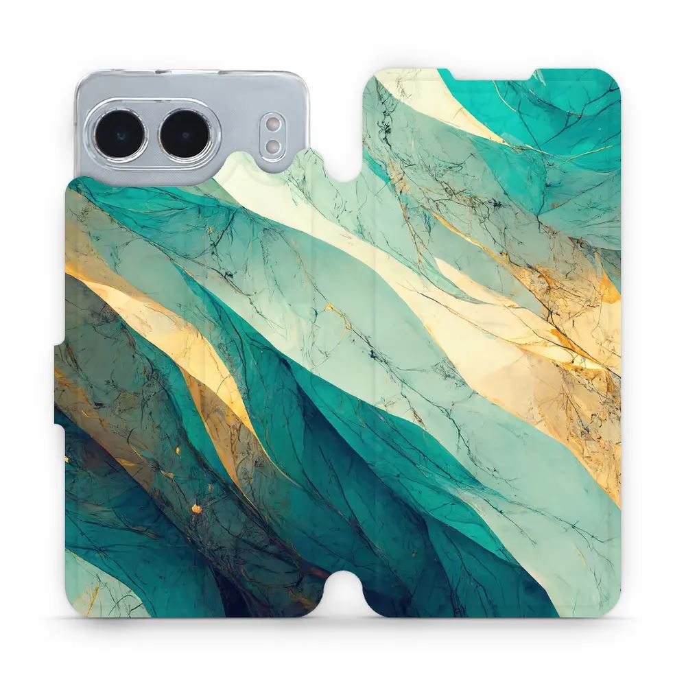 Flipové pouzdro Mobiwear - OnePlus Nord 4 5G - VP37S Zlatavý a zelenkavý mramor