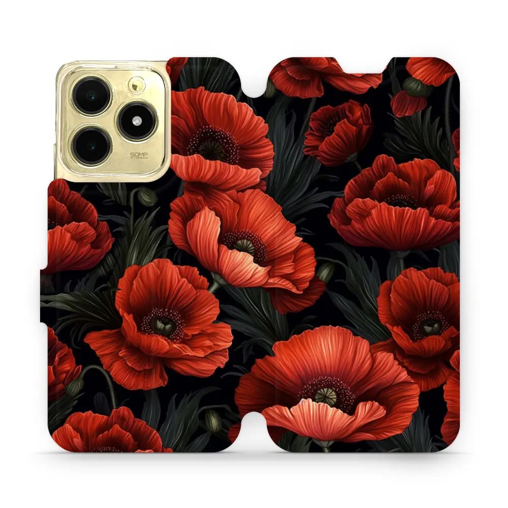 Flipové pouzdro Mobiwear - Realme C61 - VP45S Temné červené květy