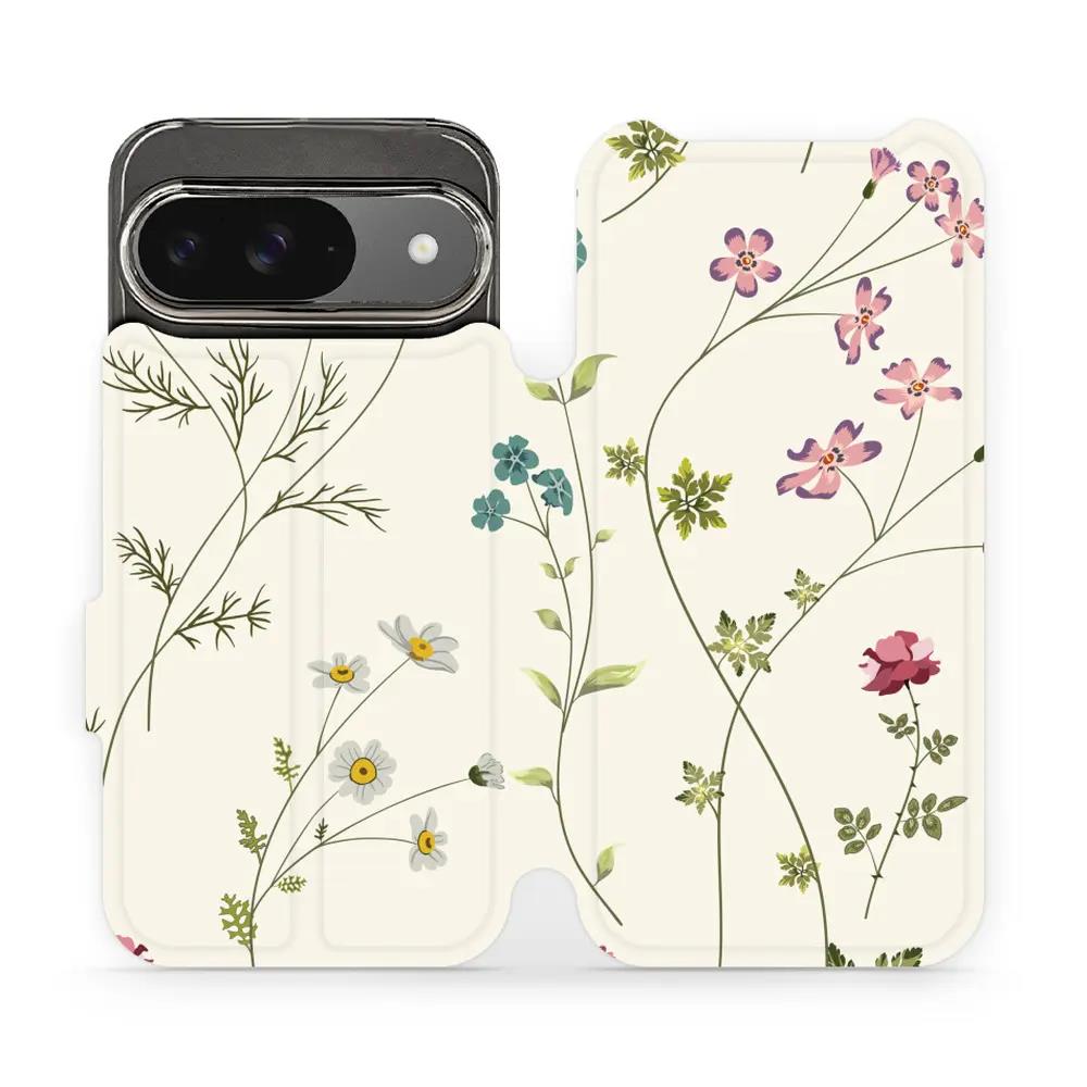 Flipové pouzdro Mobiwear - Google Pixel 9 - MD03S Tenké rostlinky s květy