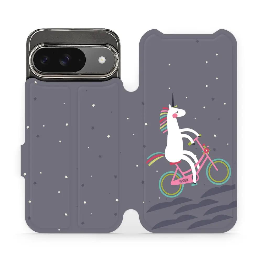 Flipové pouzdro Mobiwear - Google Pixel 9 - V024P Jednorožec na kole
