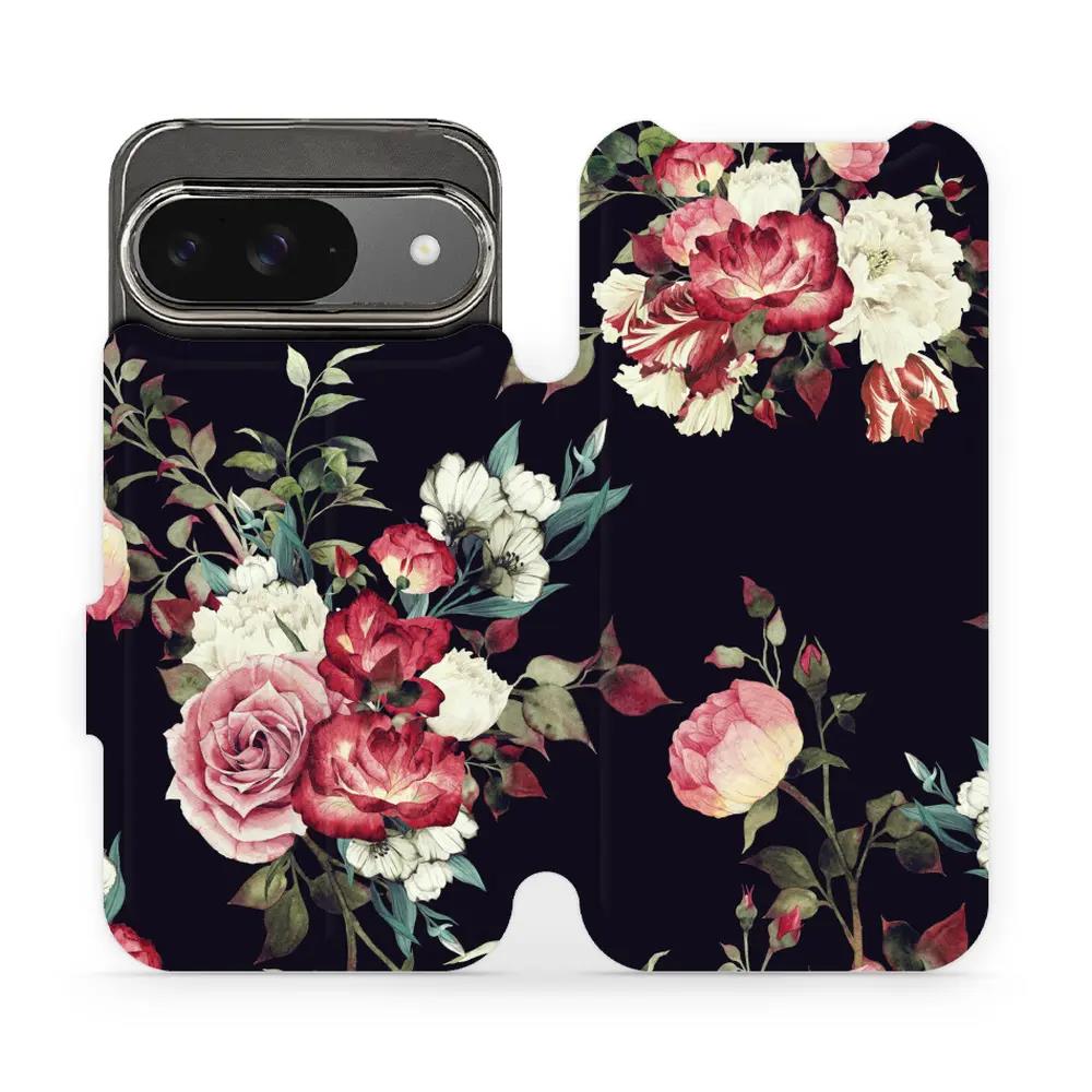 Flipové pouzdro Mobiwear - Google Pixel 9 - VD11P Růže na černé