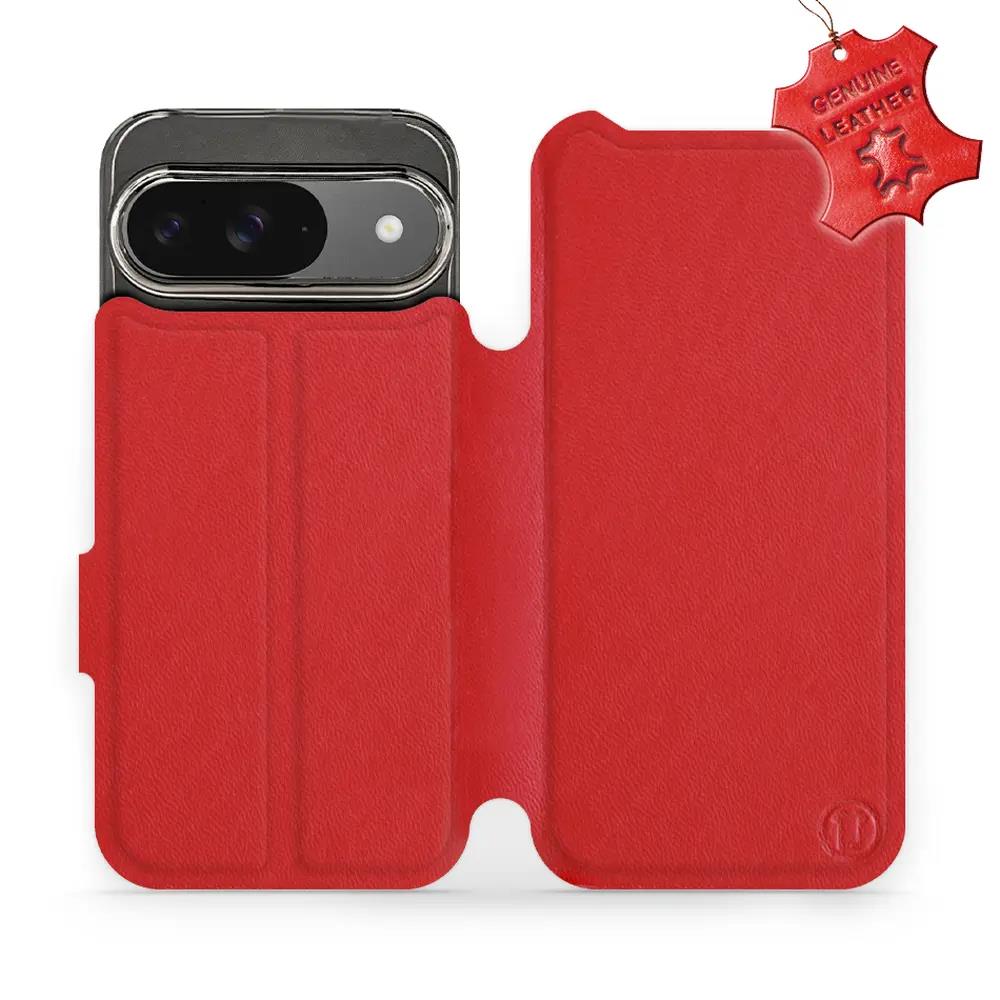 Kožené flip pouzdro Mobiwear - Google Pixel 9 - Červené