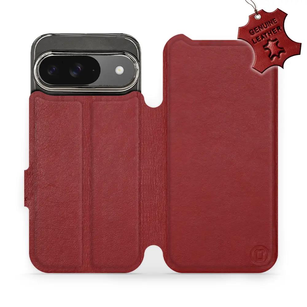 Kožené flip pouzdro Mobiwear - Google Pixel 9 - Tmavě červené