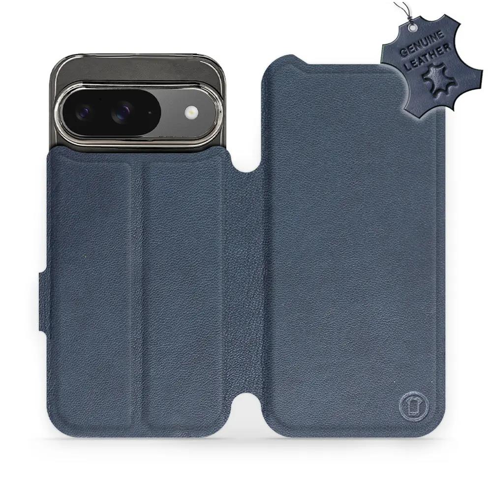 Kožené flip pouzdro Mobiwear - Google Pixel 9 - Modré