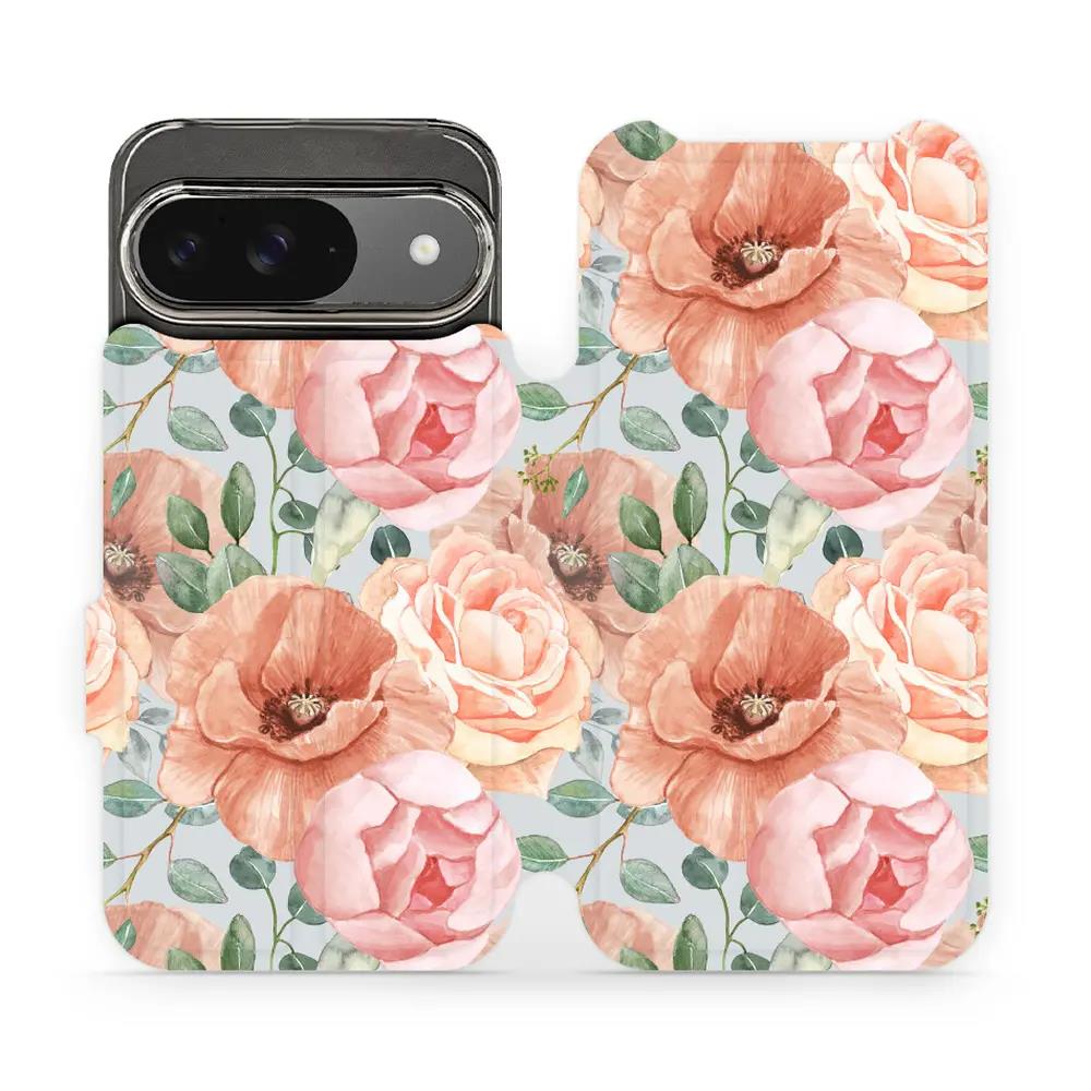 Flipové pouzdro Mobiwear - Google Pixel 9 - MP02S Pastelové květy