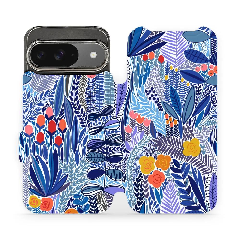Flipové pouzdro Mobiwear - Google Pixel 9 - MP03P Modrá květena