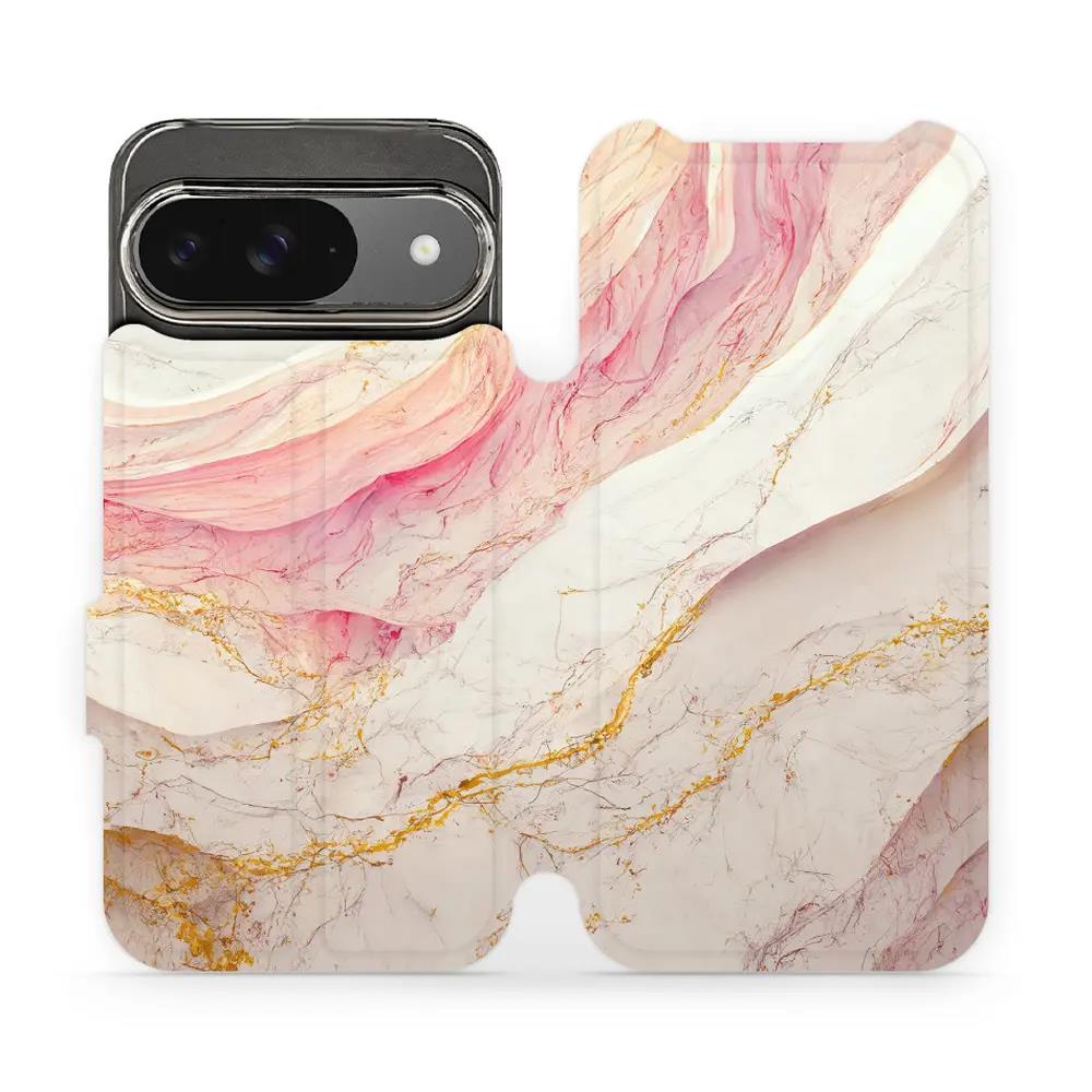Flipové pouzdro Mobiwear - Google Pixel 9 - VP32S Růžový a zlatavý mramor