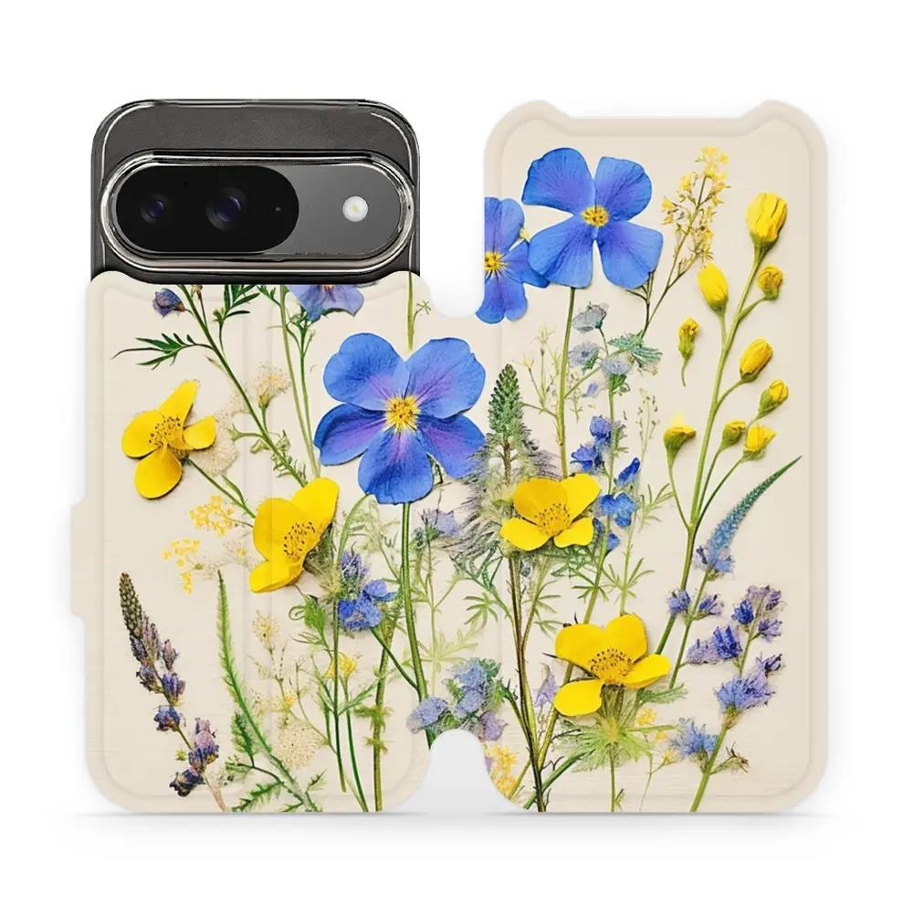 Flipové pouzdro Mobiwear - Google Pixel 9 - VP41S Modré a žluté kvítky