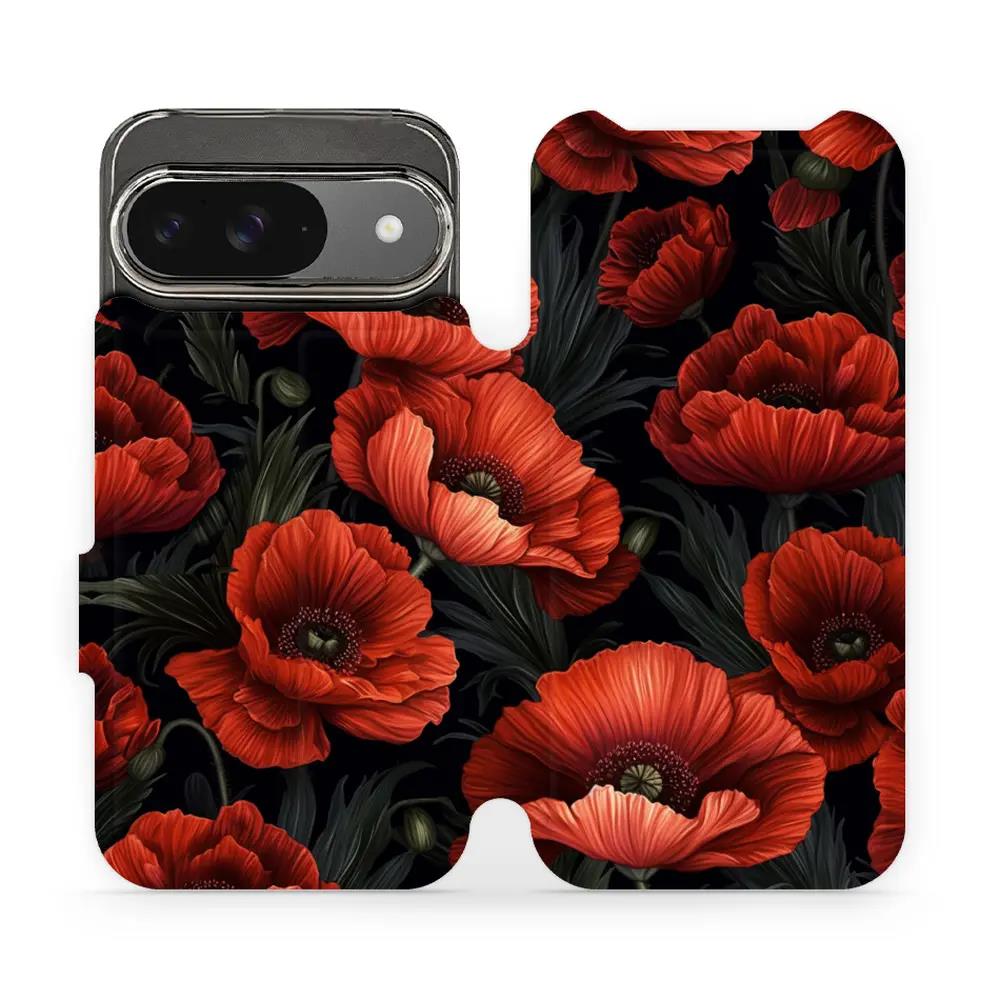 Flipové pouzdro Mobiwear - Google Pixel 9 - VP45S Temné červené květy