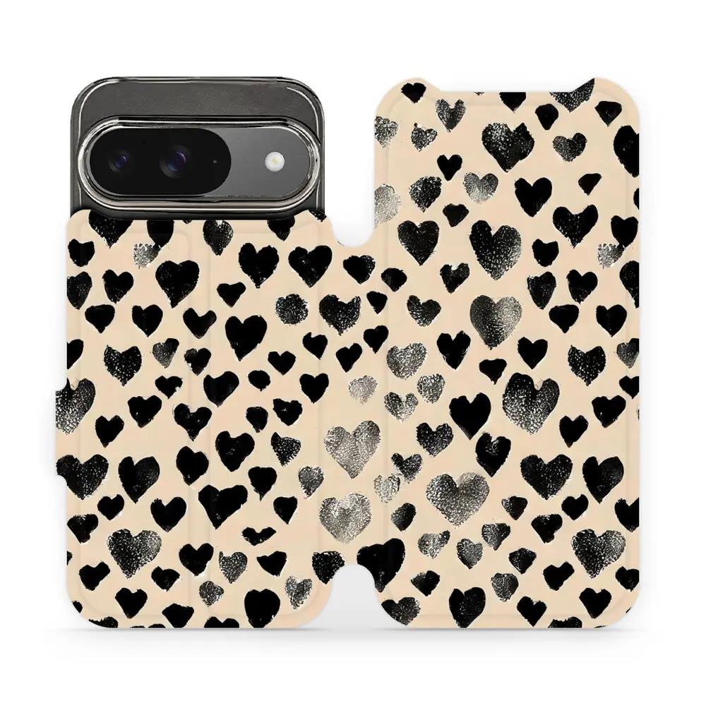 Flipové pouzdro Mobiwear - Google Pixel 9 - VA51S Černá srdíčka
