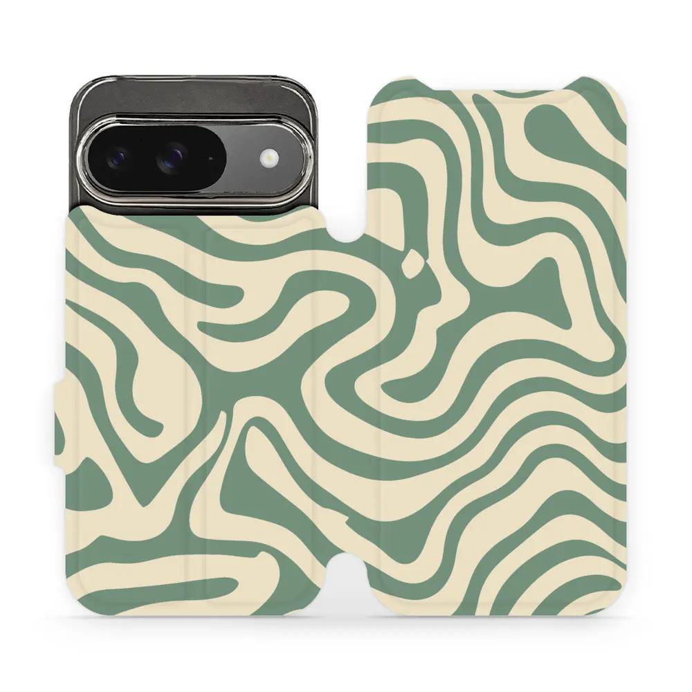 Flipové pouzdro Mobiwear - Google Pixel 9 - VA57S Zelené a béžové zkrouceniny