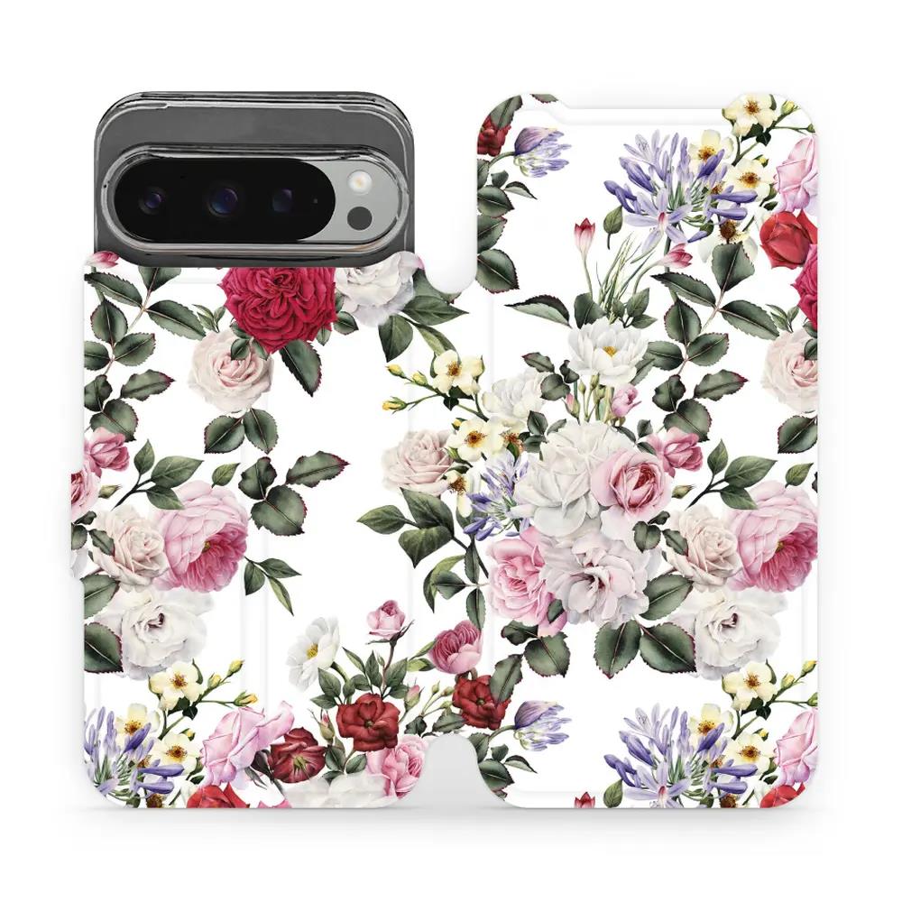 Flipové pouzdro Mobiwear - Google Pixel 9 Pro XL - MD01S Růže na bílé