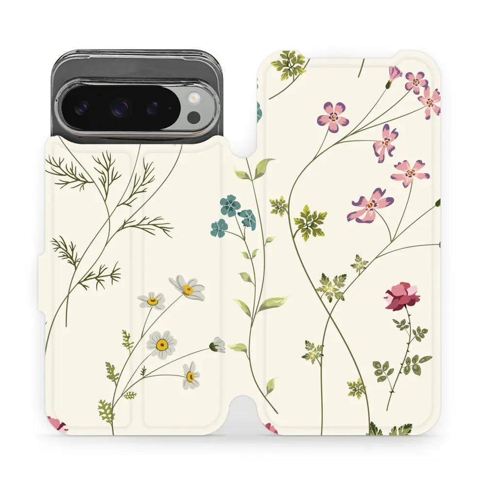 Flipové pouzdro Mobiwear - Google Pixel 9 Pro XL - MD03S Tenké rostlinky s květy