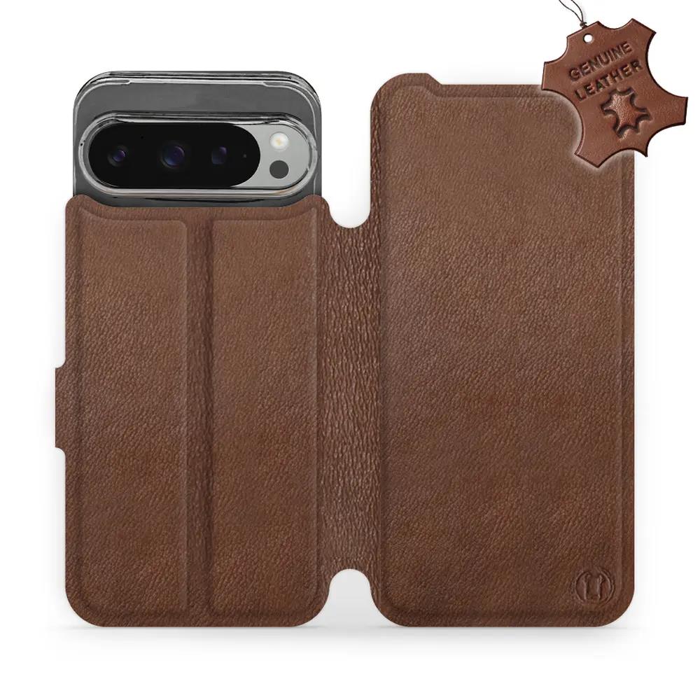 Kožené flip pouzdro Mobiwear - Google Pixel 9 Pro XL - Hnědé