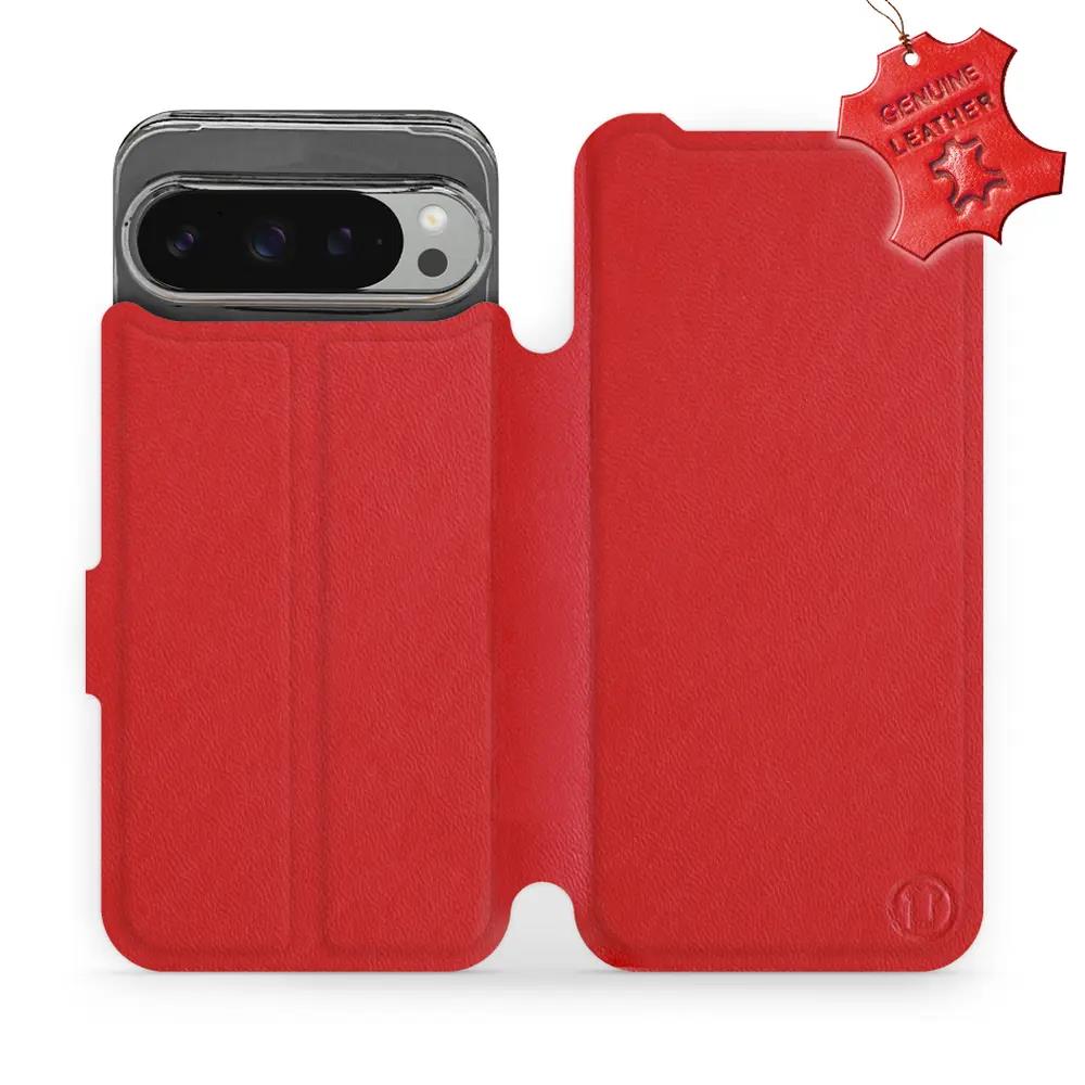 Kožené flip pouzdro Mobiwear - Google Pixel 9 Pro XL - Červené